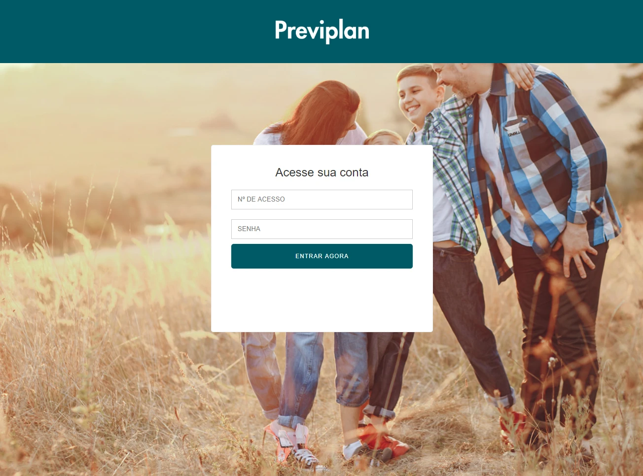 Tela de login da plataforma Previplan