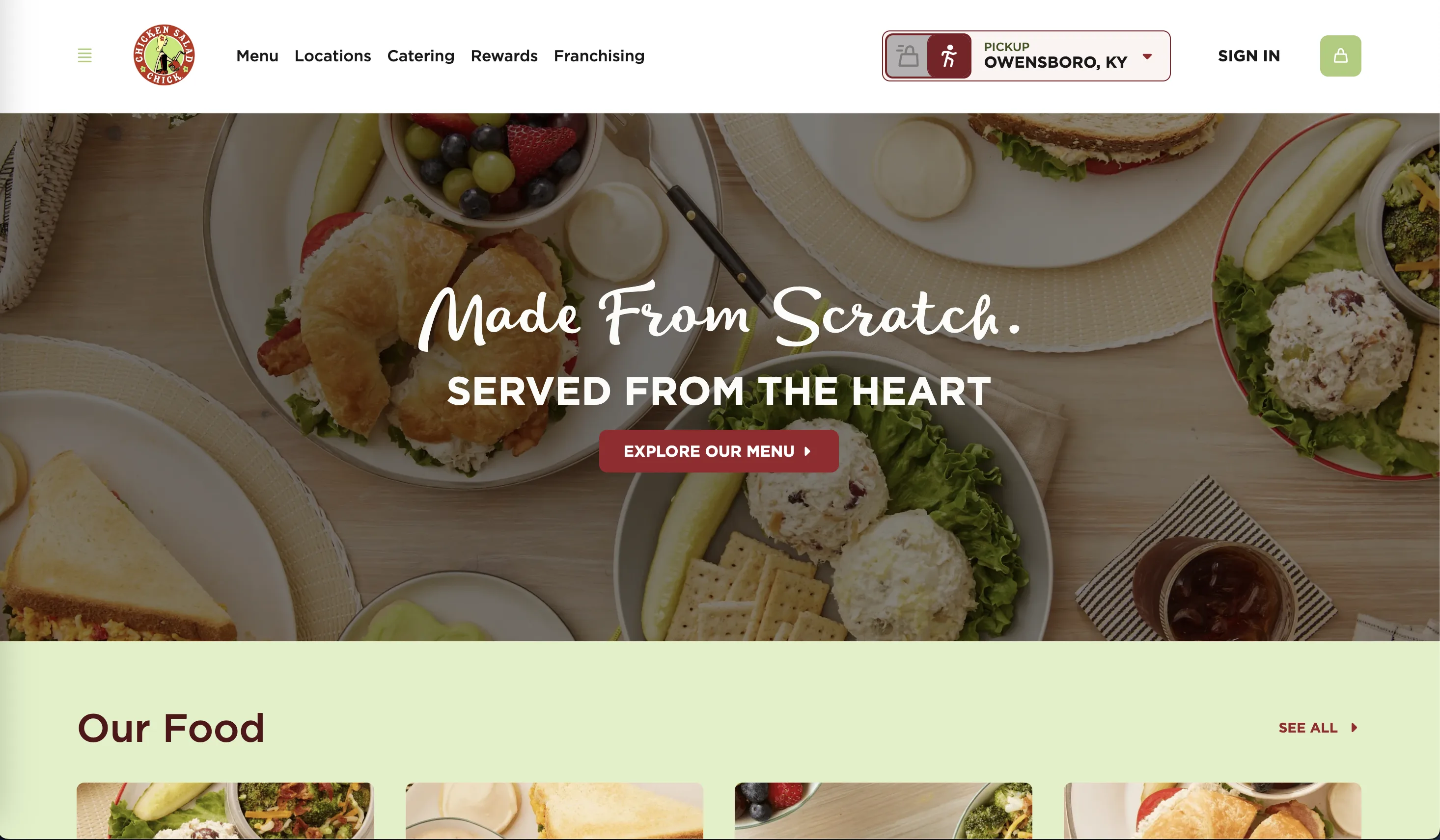 Homepage de marketing para restaurante