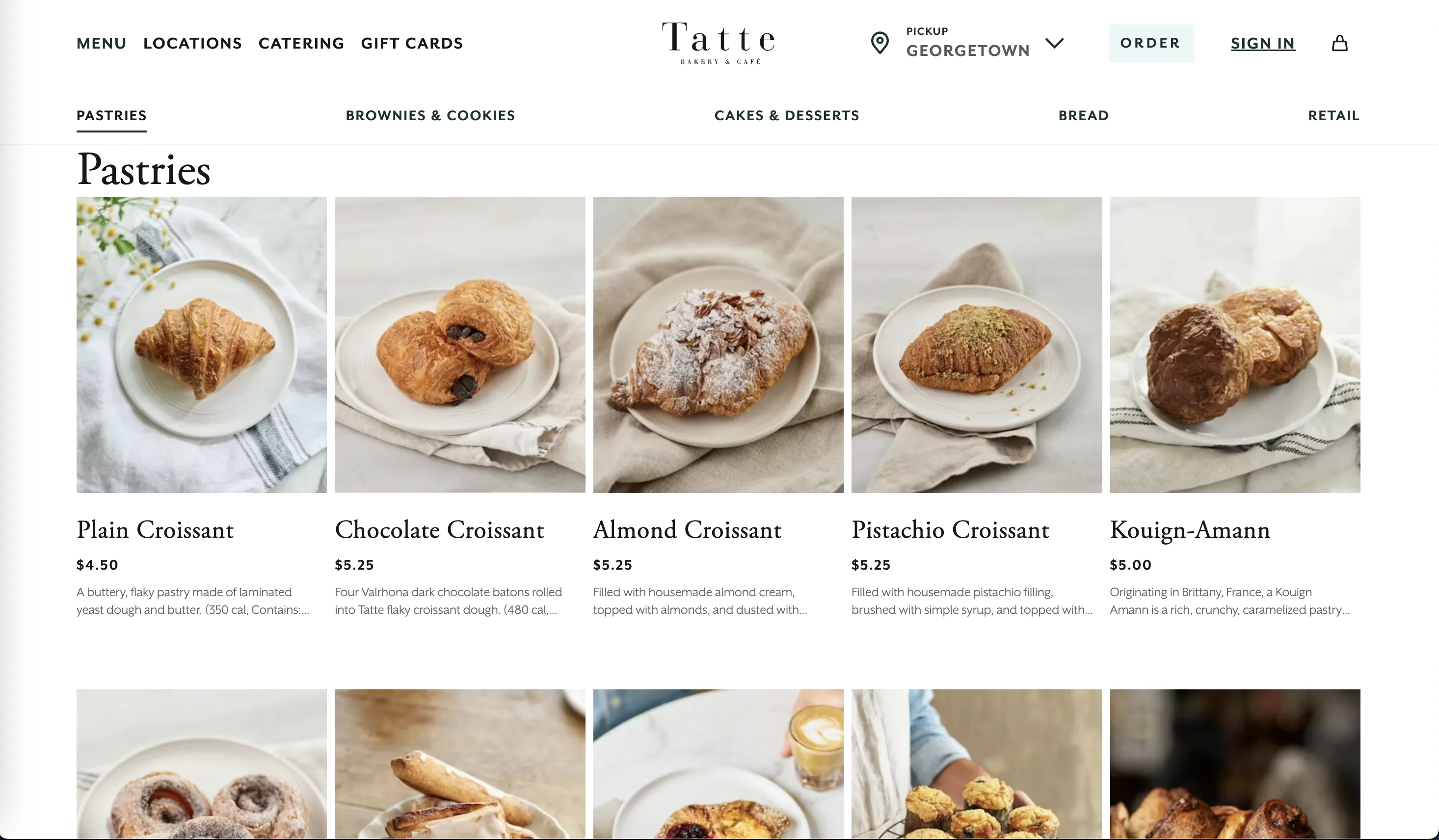 Menu e listagem de produtos