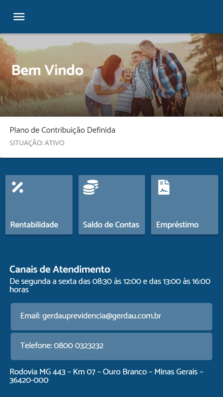 Aplicativo mobile com dashboard de previdencia