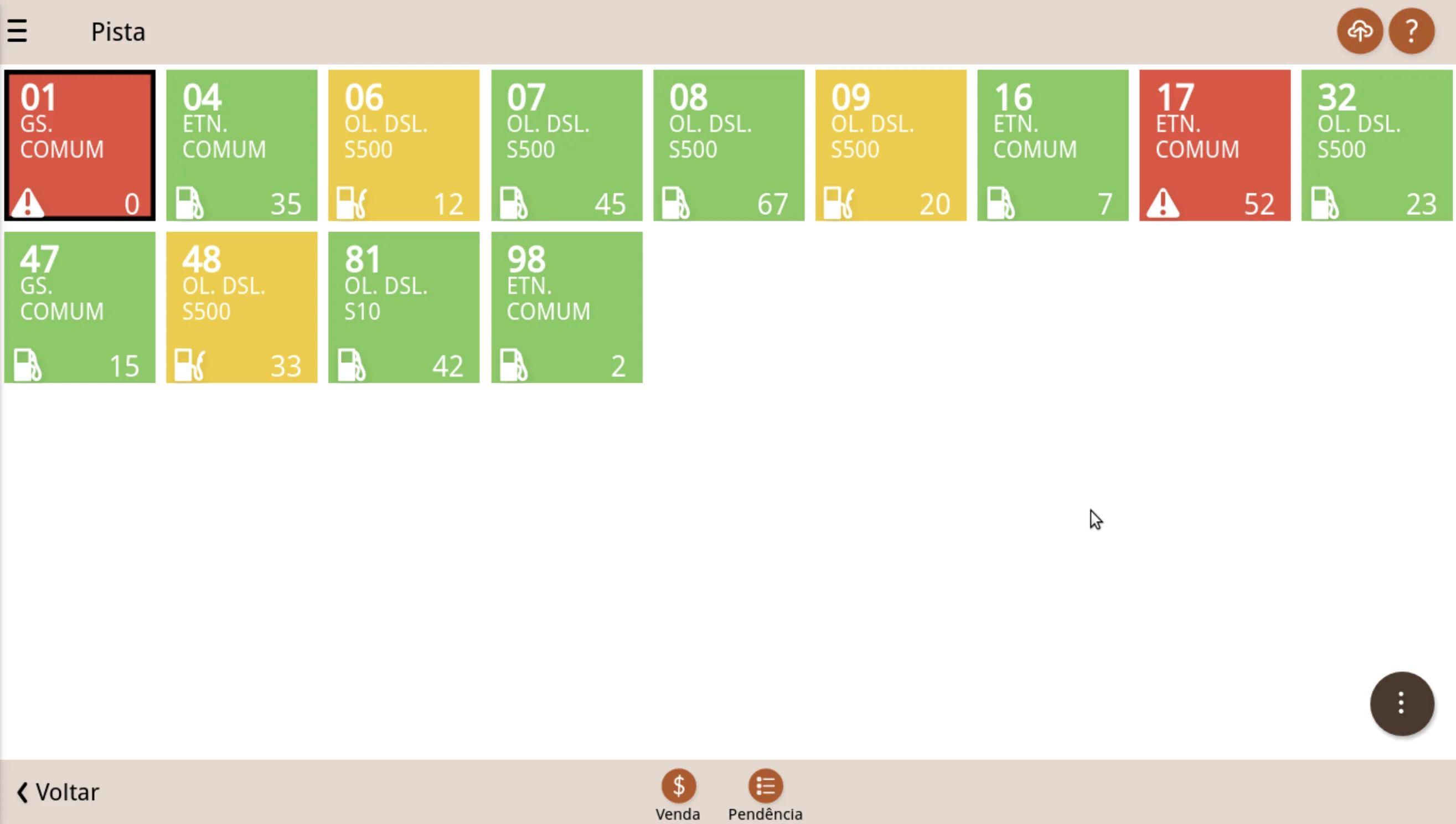 Dashboard operacional de bombas de combustivel