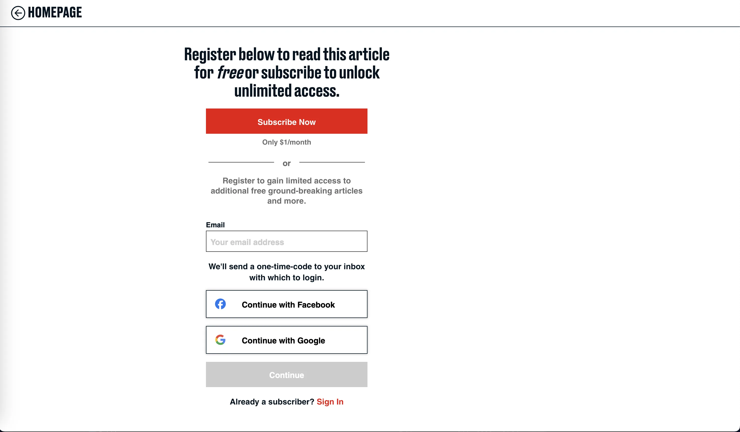 Paywall e parede de assinatura do The Daily Beast