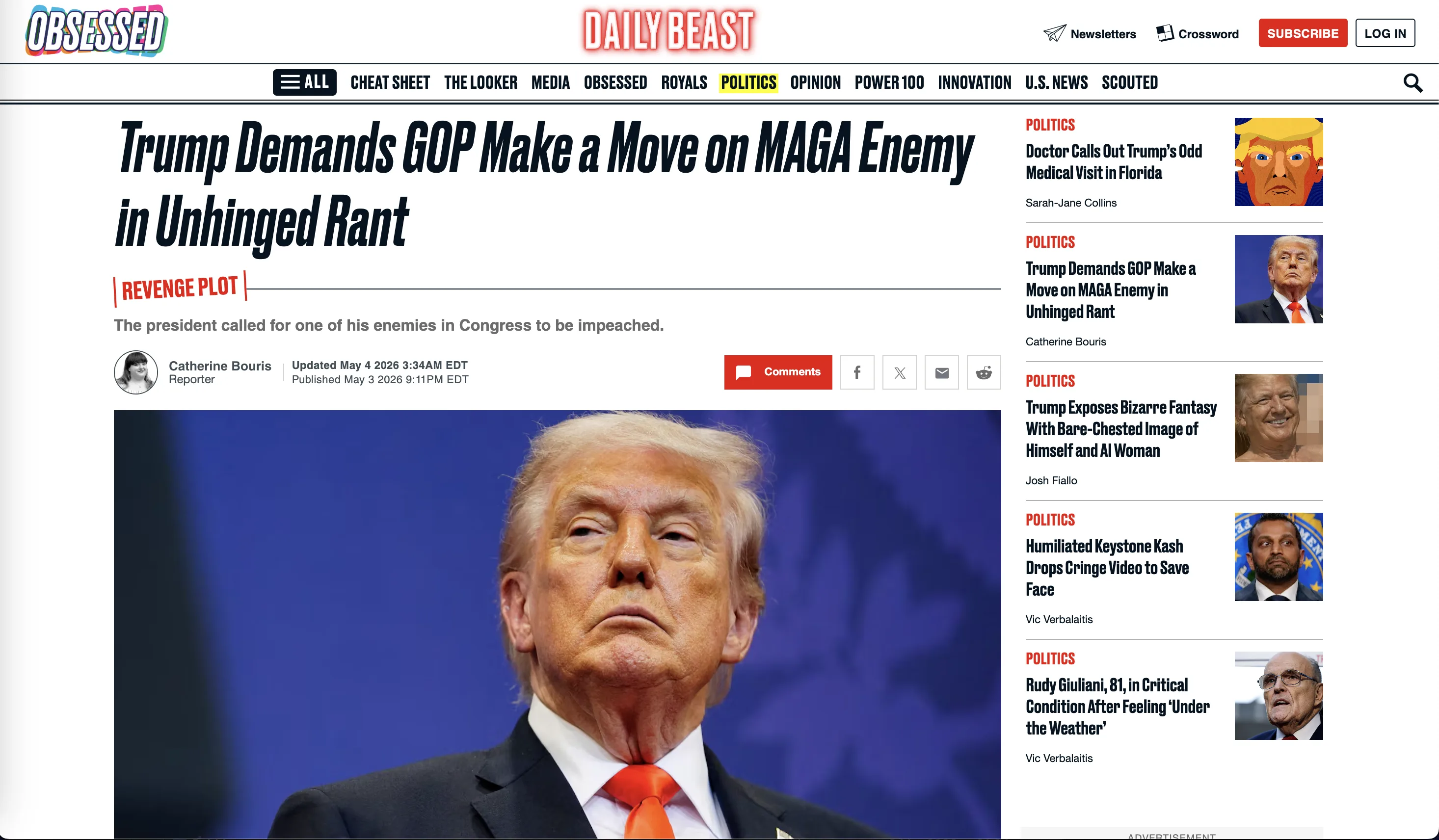 Pagina de artigo do The Daily Beast