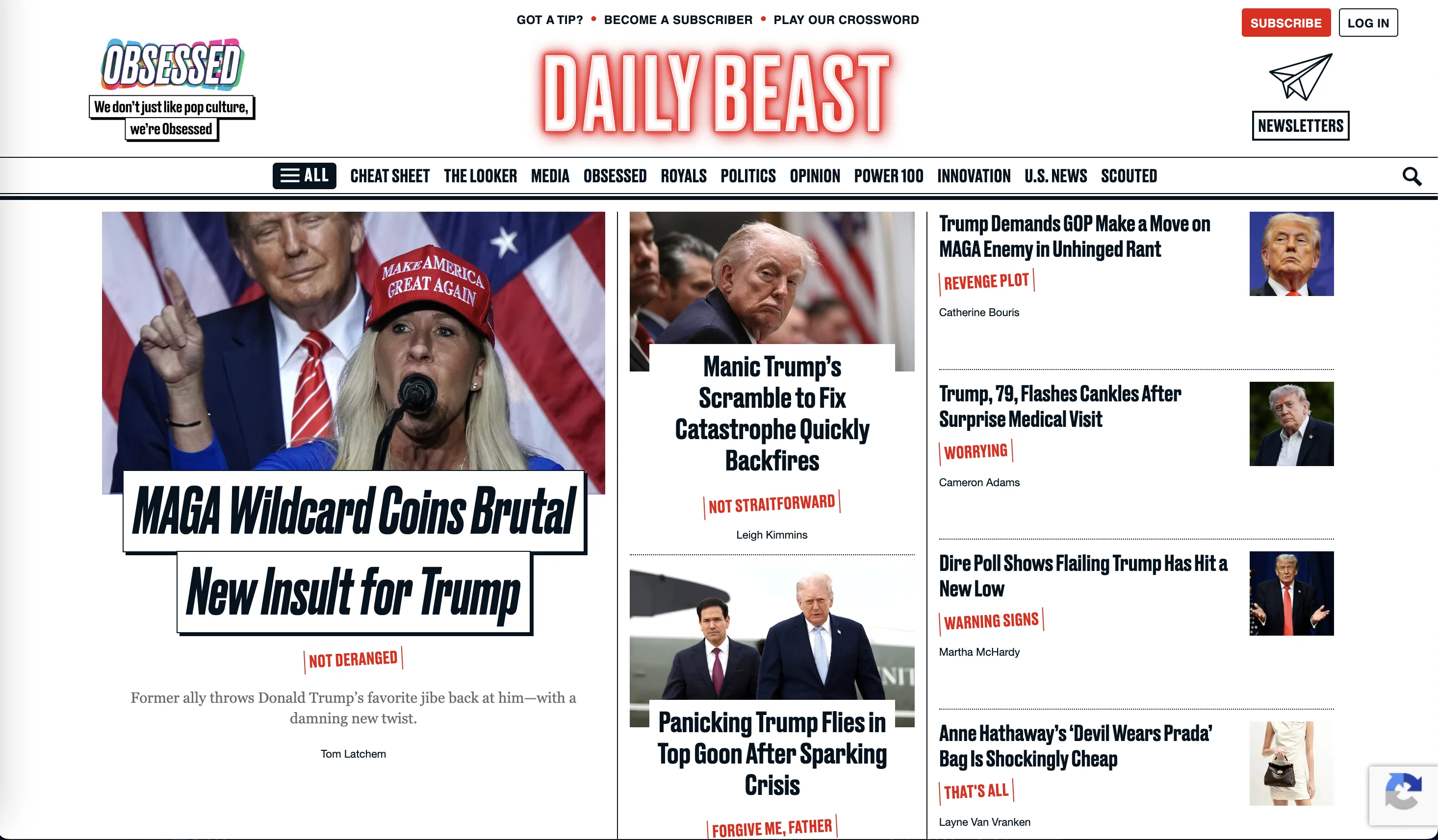 Homepage editorial do The Daily Beast