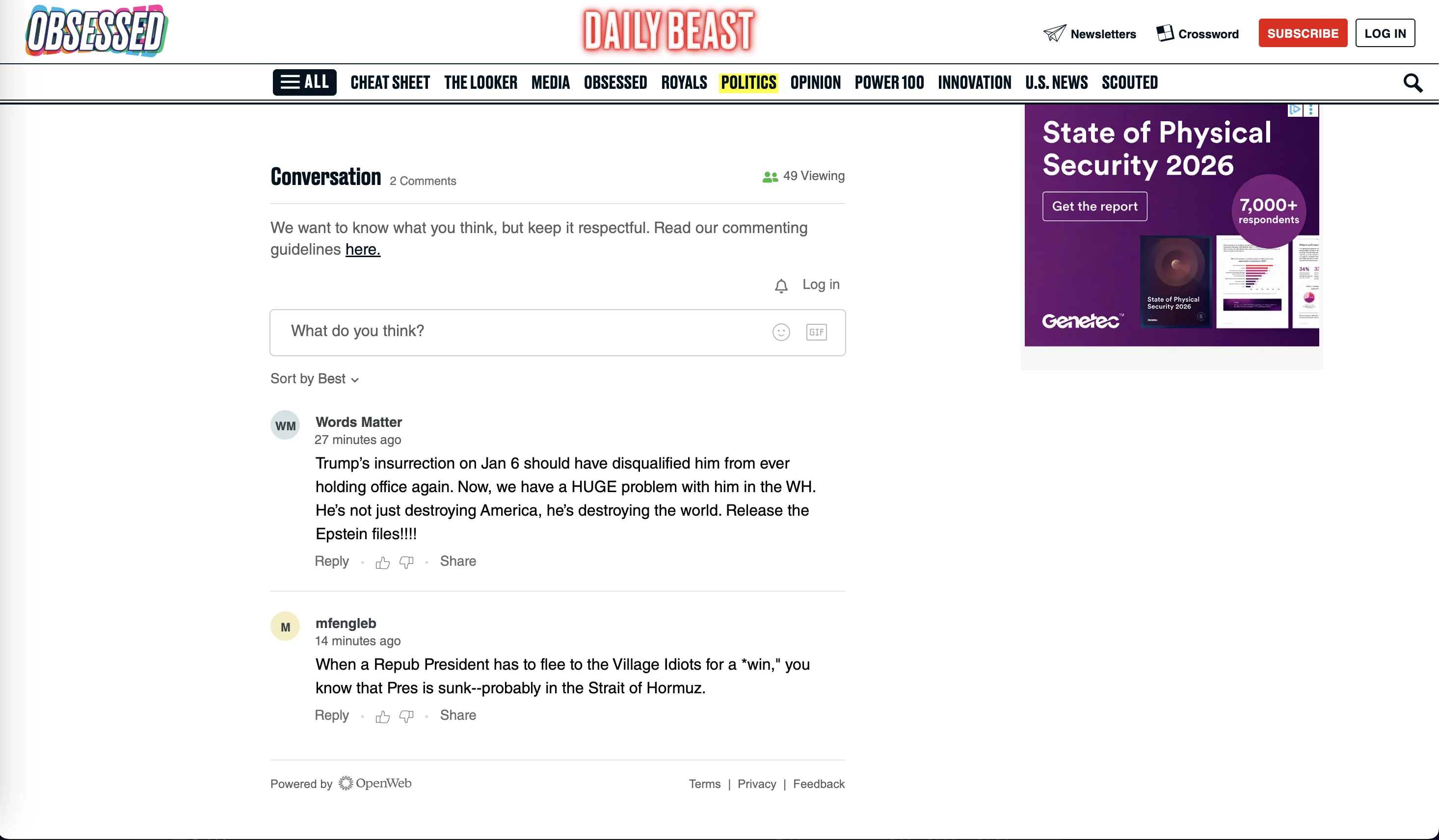 Comentarios OpenWeb no The Daily Beast